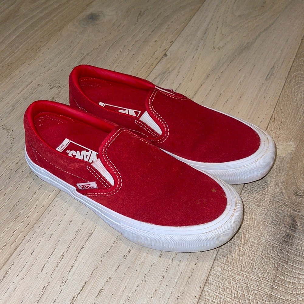 Red velvet slip on vans